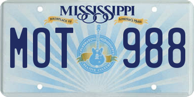 MS license plate MOT988