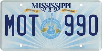 MS license plate MOT990
