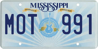 MS license plate MOT991
