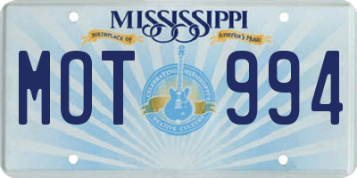MS license plate MOT994