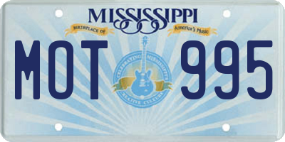 MS license plate MOT995
