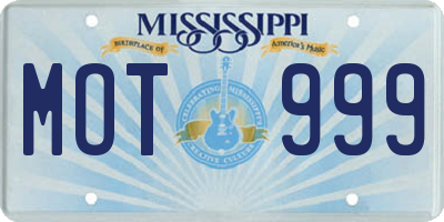MS license plate MOT999