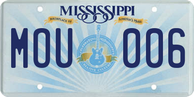 MS license plate MOU006