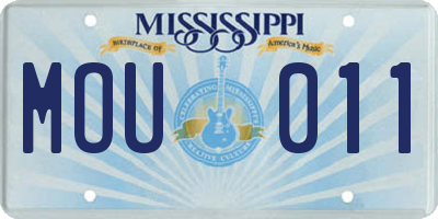 MS license plate MOU011