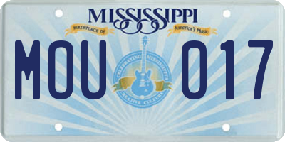 MS license plate MOU017