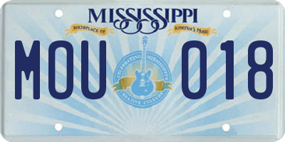 MS license plate MOU018