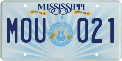 MS license plate MOU021