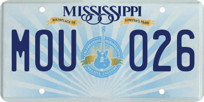 MS license plate MOU026