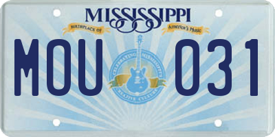 MS license plate MOU031