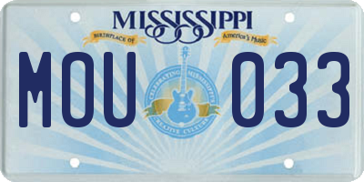 MS license plate MOU033