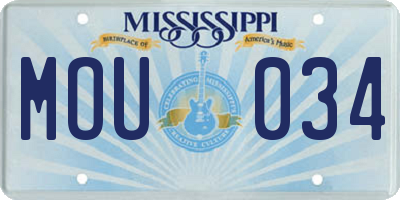 MS license plate MOU034