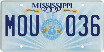 MS license plate MOU036