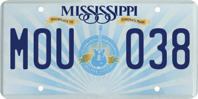 MS license plate MOU038