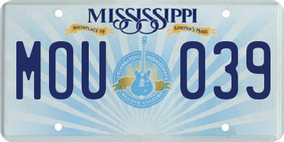 MS license plate MOU039