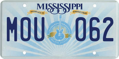MS license plate MOU062