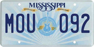 MS license plate MOU092