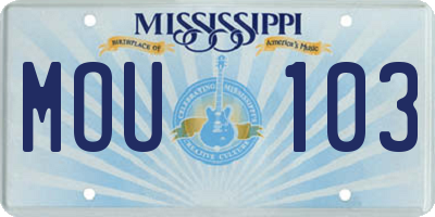MS license plate MOU103