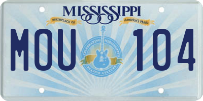 MS license plate MOU104