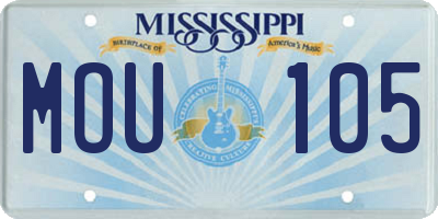 MS license plate MOU105