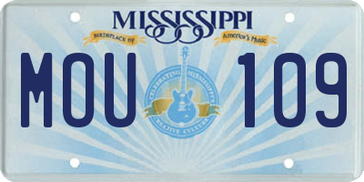 MS license plate MOU109