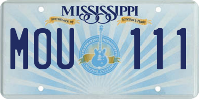 MS license plate MOU111