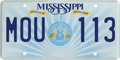 MS license plate MOU113
