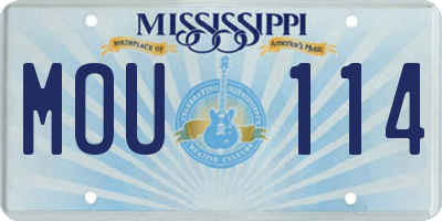 MS license plate MOU114