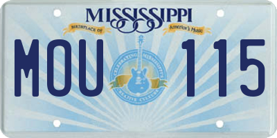 MS license plate MOU115