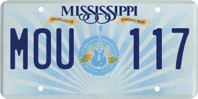 MS license plate MOU117