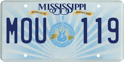 MS license plate MOU119