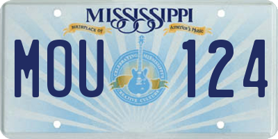 MS license plate MOU124
