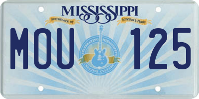 MS license plate MOU125