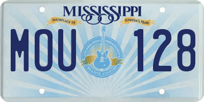 MS license plate MOU128