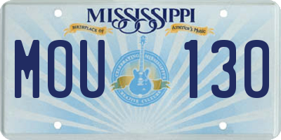 MS license plate MOU130