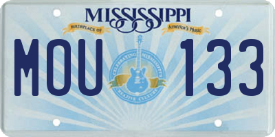 MS license plate MOU133