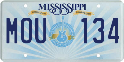 MS license plate MOU134