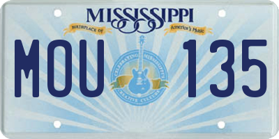 MS license plate MOU135