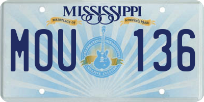 MS license plate MOU136