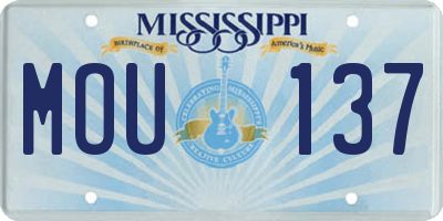 MS license plate MOU137