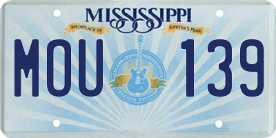 MS license plate MOU139