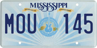 MS license plate MOU145