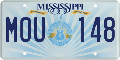 MS license plate MOU148