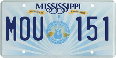 MS license plate MOU151