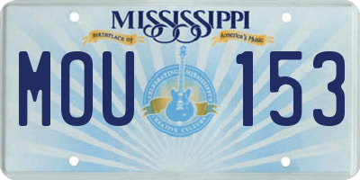MS license plate MOU153