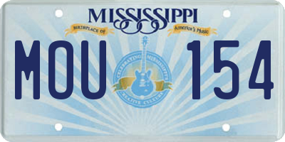 MS license plate MOU154