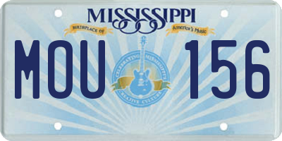 MS license plate MOU156