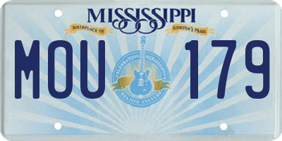 MS license plate MOU179