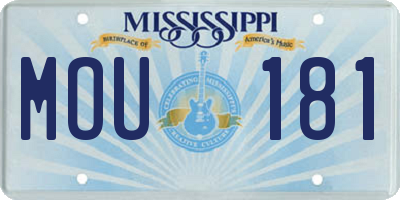 MS license plate MOU181