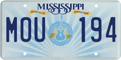 MS license plate MOU194