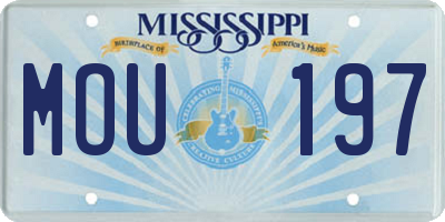 MS license plate MOU197